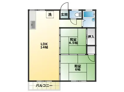 ハイツイサワ A(2LDK/2階)の間取り写真