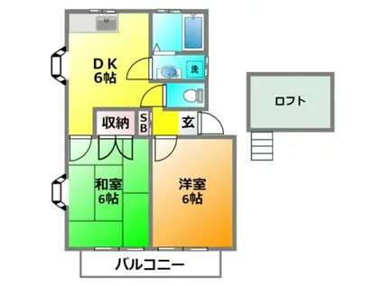 ヴィラ雅(2DK/2階)の間取り写真