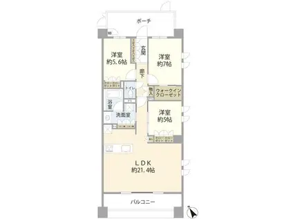 プレシス横濱山手パークフロント(3LDK/4階)の間取り写真