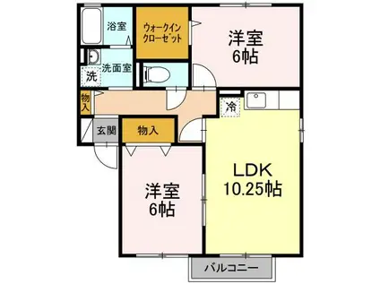 コーポ上野III AB(2LDK/2階)の間取り写真