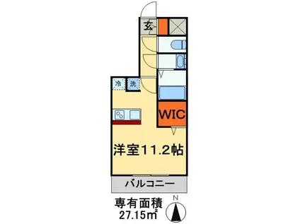 ツリーデン松戸II(1K/1階)の間取り写真