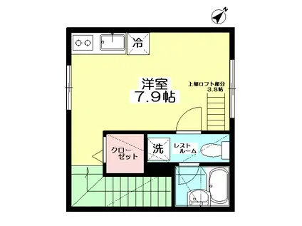 ネイビーハウス(ワンルーム/2階)の間取り写真