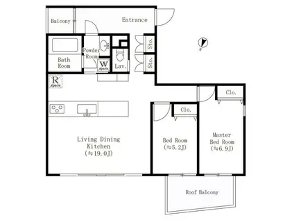 BEEVALLEY YOYOGIUEHARA(2LDK/3階)の間取り写真