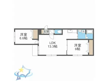 ベルフォレⅡ(2LDK/4階)の間取り写真