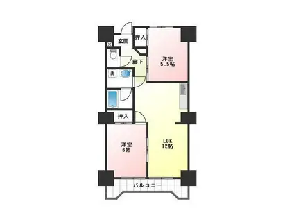 グランフォレスト(2LDK/2階)の間取り写真