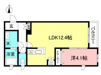 ヴェルジュ調布(1LDK/2階)の間取り写真