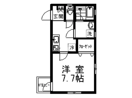 ライフコート・ユニゾン(1K/1階)の間取り写真