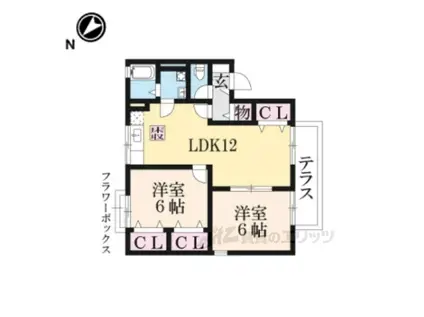 四天王ハイツ1(2LDK/1階)の間取り写真