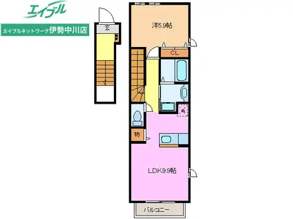 プリーマKI(1LDK/2階)の間取り写真