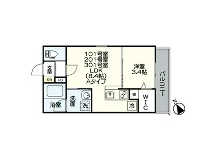 ジュネス桜駅前(1LDK/1階)の間取り写真