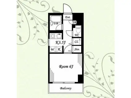 モアリッシェル多摩ニュータウン(1K/2階)の間取り写真