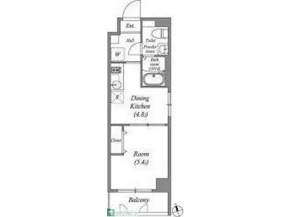 ペアパレス六町環七北通(1DK/1階)の間取り写真