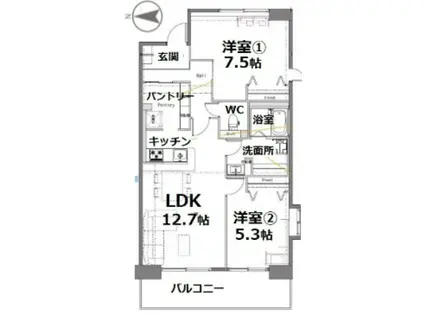 アクティ目黒駅前2号棟 2(2LDK/4階)の間取り写真