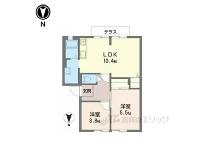 ブリーズ大安寺B(2LDK/1階)の間取り写真