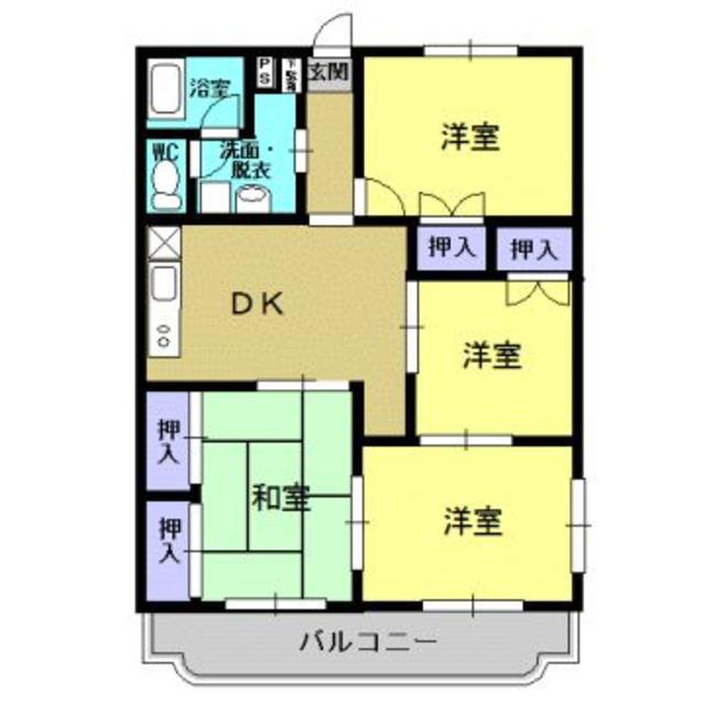 サンハイム飯田(4DK/3階)の間取り写真