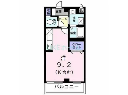 イワセヴィラ(ワンルーム/4階)の間取り写真