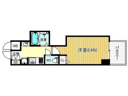 プロシード大阪梅田ポーション(1K/6階)の間取り写真