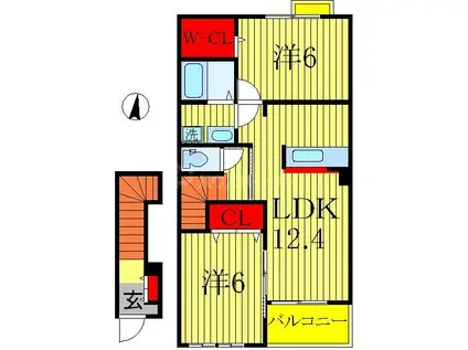 ポンム・ド・テールII(2LDK/2階)の間取り写真