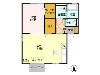 ラナコート(1LDK/1階)の間取り写真