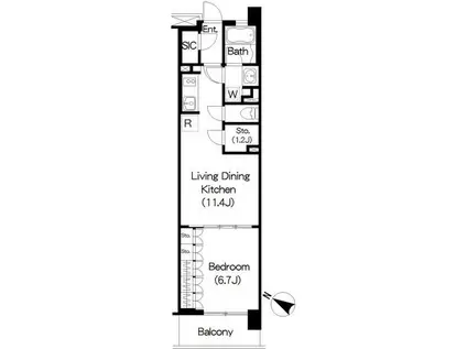BRILLIA IST三軒茶屋アイビーテラス(1SLDK/4階)の間取り写真