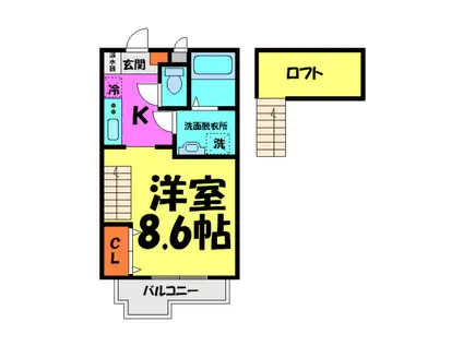 フルール花屋敷(1K/2階)の間取り写真