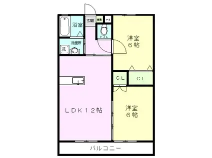 アルピエ(2LDK/2階)の間取り写真