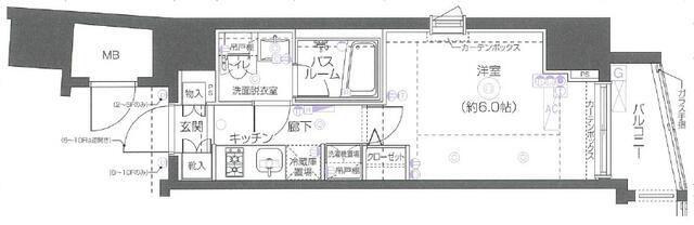 ZOOM恵比寿(1K/4階)の間取り写真