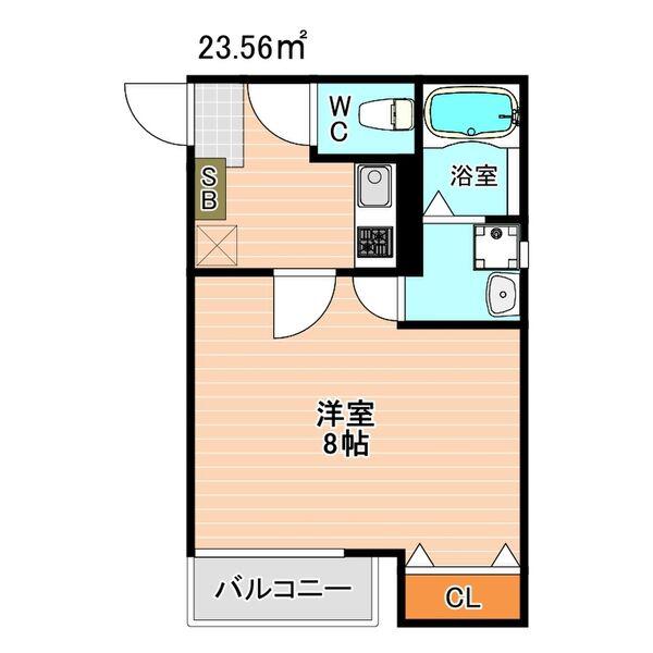 クレフラスト新城(1K/1階)の間取り写真