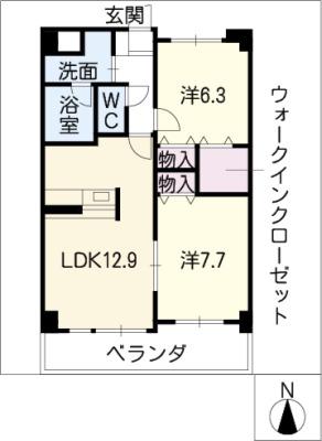 ヴィラ・ヴェール(1LDK/3階)の間取り写真