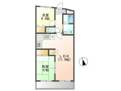エンゼルハイム和田町(2LDK/2階)の間取り写真