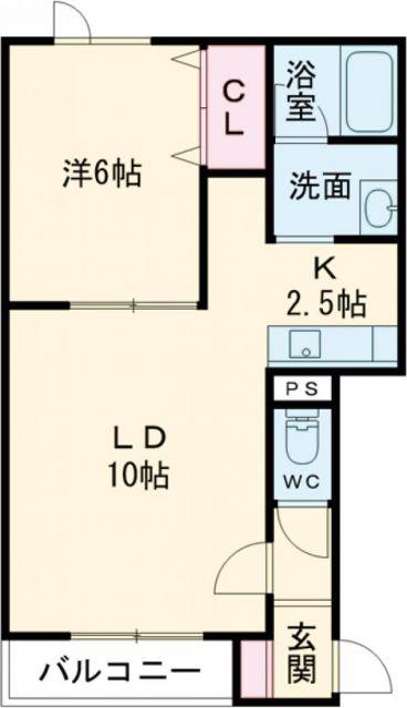 シェルメゾンダイチ(1LDK/2階)の間取り写真