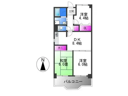 シェモア平野(3DK/5階)の間取り写真