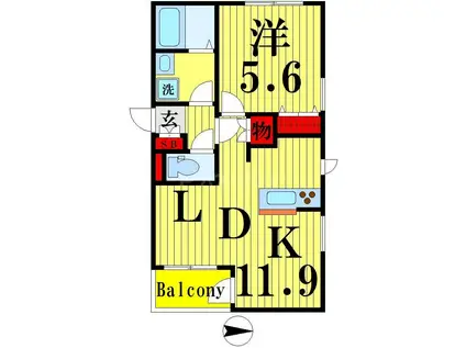 TERRACE・M(1LDK/1階)の間取り写真