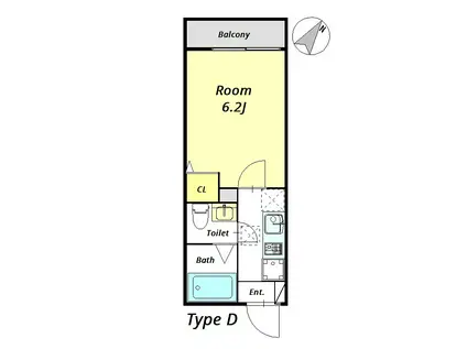 イースト FLAT 松戸(1K/1階)の間取り写真