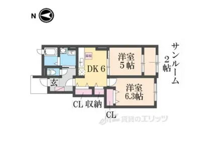 アルモニ-(2DK/1階)の間取り写真