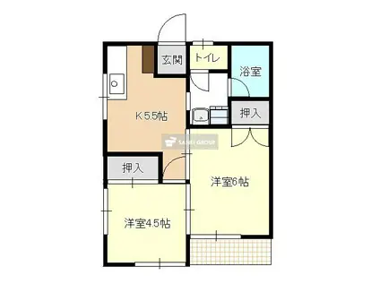 ソアラコーポ(2K/1階)の間取り写真