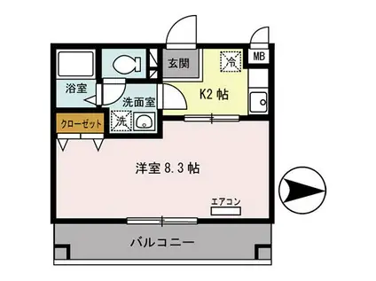 タウンコート門戸(1K/2階)の間取り写真