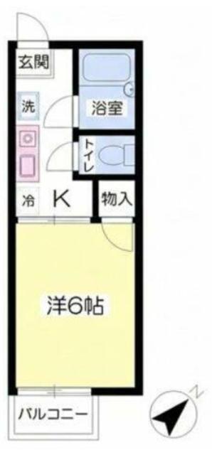 ハピネス栗谷II(1K/1階)の間取り写真