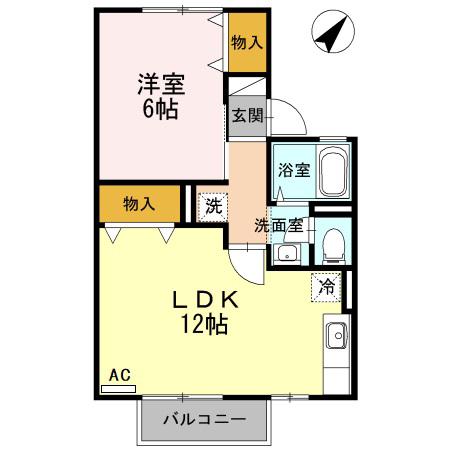 MKハイツIII棟(1LDK/1階)の間取り写真