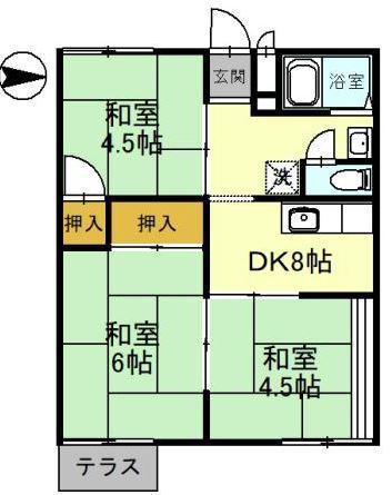 ハイツ福田(3DK/2階)の間取り写真