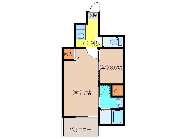 コンフォート(1K/1階)の間取り写真