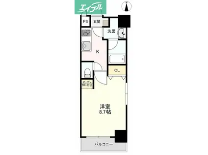 柳町CORAL(1K/9階)の間取り写真