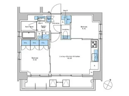 ブラウ戸越銀座スカイ(2LDK/10階)の間取り写真