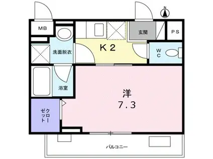 モーデグランツ(1K/1階)の間取り写真