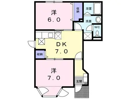 カナダハウス(2DK/1階)の間取り写真