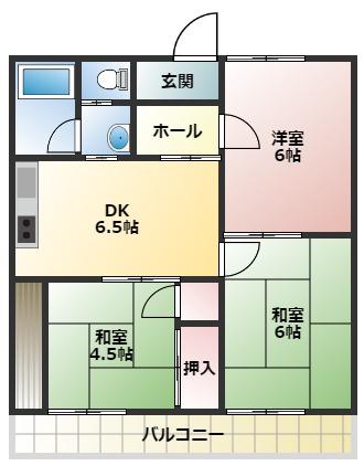 オスオハイツ(3DK/2階)の間取り写真