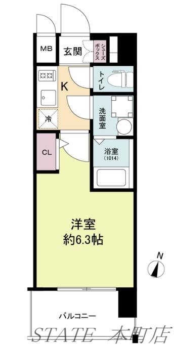 エスリードレジデンス大阪福島シティウエスト(1K/4階)の間取り写真