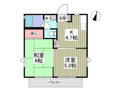 メゾン・ド・ルポ II(2K/2階)の間取り写真