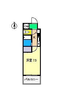 カーサグラン高知(1K/4階)の間取り写真