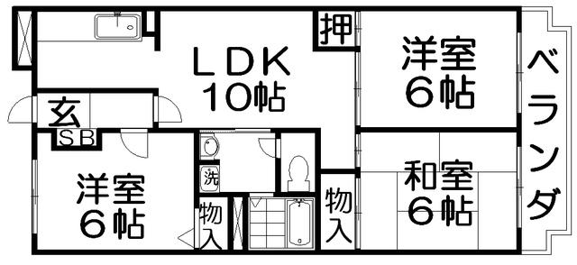 サニーコート星丘(3LDK/2階)の間取り写真